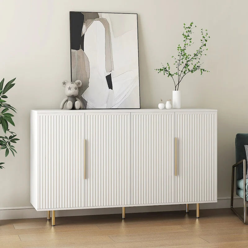 Credenza a pannelli scanalati