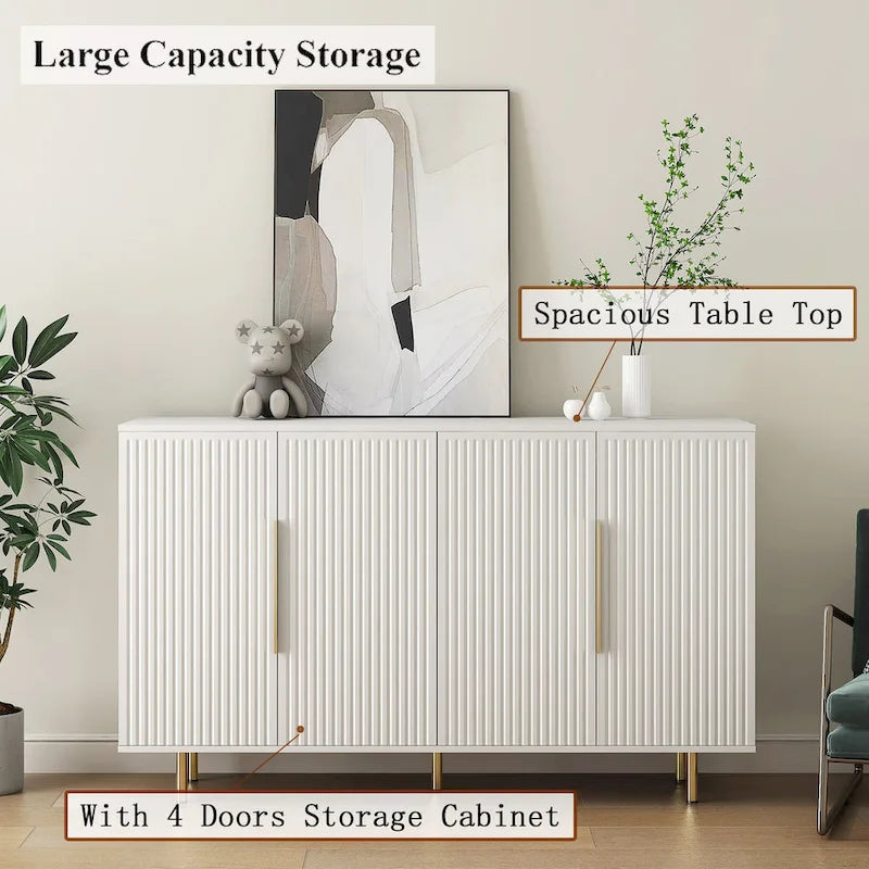 Credenza a pannelli scanalati