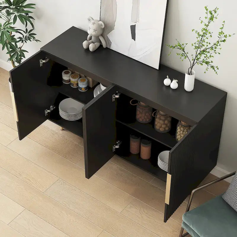 Credenza a pannelli scanalati