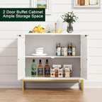 Credenza in Rattan Bianco con Ante e Ripiani