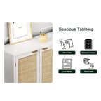 Credenza in Rattan Bianco con Ante e Ripiani