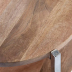 Tavolino rotondo a due ripiani con ripiani in legno di mango e gambe in metallo - 48x48x63,5 cm