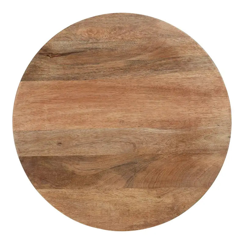 Tavolino rotondo a due ripiani con ripiani in legno di mango e gambe in metallo - 48x48x63,5 cm