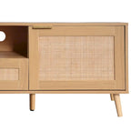Mobile TV con ante in stile rattan, armadietti e gambe in legno