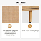 Mobile TV con ante in stile rattan, armadietti e gambe in legno