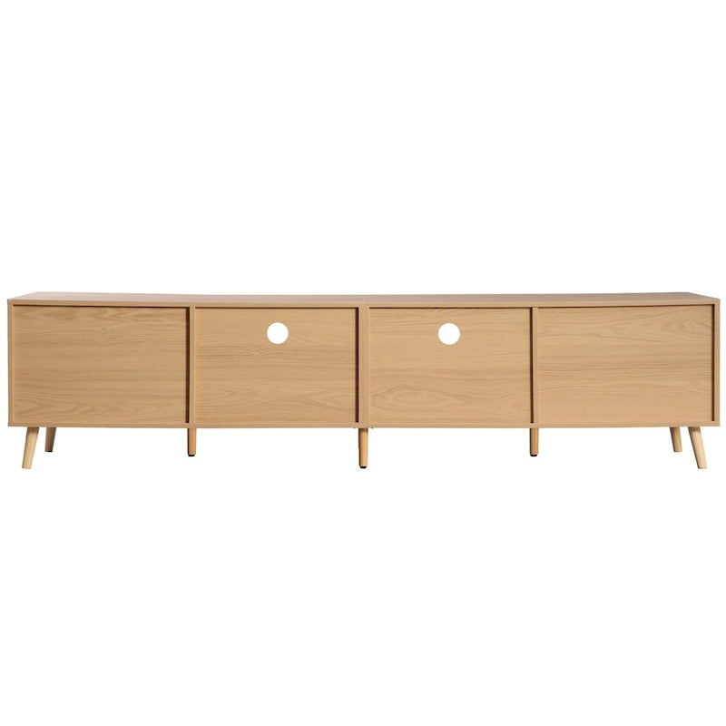 Mobile TV con ante in stile rattan, armadietti e gambe in legno