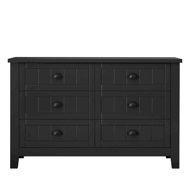 Madia/credenza a 6 cassetti in legno massello nero