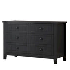 Madia/credenza a 6 cassetti in legno massello nero