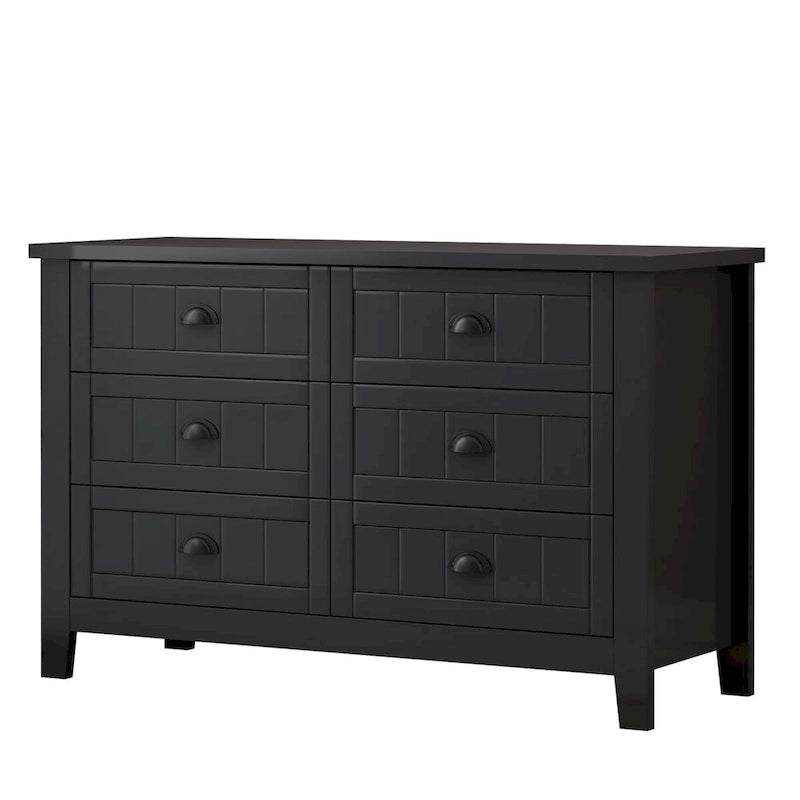 Madia/credenza a 6 cassetti in legno massello nero