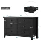 Madia/credenza a 6 cassetti in legno massello nero