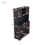 Mobile Cucina Bar con Contenitori — 120 cm L x 39,5 cm P x 187,5 cm H, 4 Ante, 2 Cassetti, Portabottiglie e Portabicchieri