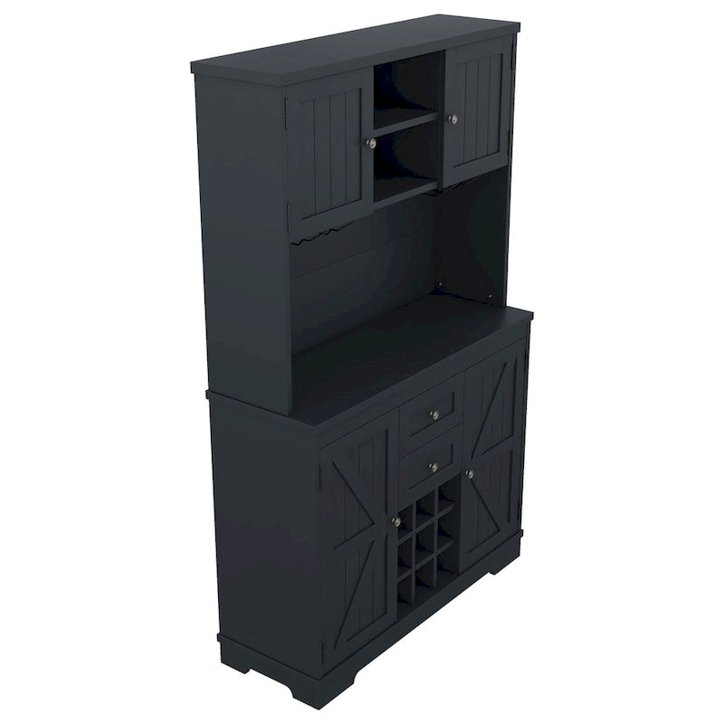 Mobile Cucina Bar con Contenitori — 120 cm L x 39,5 cm P x 187,5 cm H, 4 Ante, 2 Cassetti, Portabottiglie e Portabicchieri