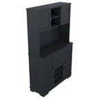 Mobile Cucina Bar con Contenitori — 120 cm L x 39,5 cm P x 187,5 cm H, 4 Ante, 2 Cassetti, Portabottiglie e Portabicchieri