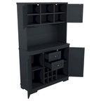 Mobile Cucina Bar con Contenitori — 120 cm L x 39,5 cm P x 187,5 cm H, 4 Ante, 2 Cassetti, Portabottiglie e Portabicchieri