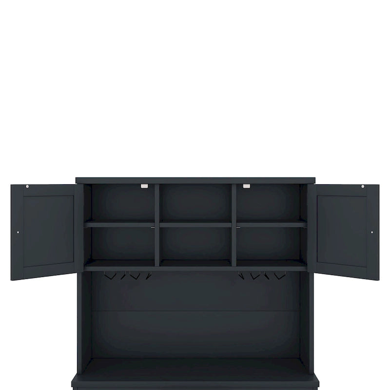Mobile Cucina Bar con Contenitori — 120 cm L x 39,5 cm P x 187,5 cm H, 4 Ante, 2 Cassetti, Portabottiglie e Portabicchieri