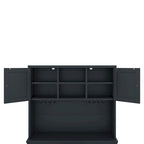 Mobile Cucina Bar con Contenitori — 120 cm L x 39,5 cm P x 187,5 cm H, 4 Ante, 2 Cassetti, Portabottiglie e Portabicchieri