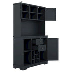 Mobile Cucina Bar con Contenitori — 120 cm L x 39,5 cm P x 187,5 cm H, 4 Ante, 2 Cassetti, Portabottiglie e Portabicchieri