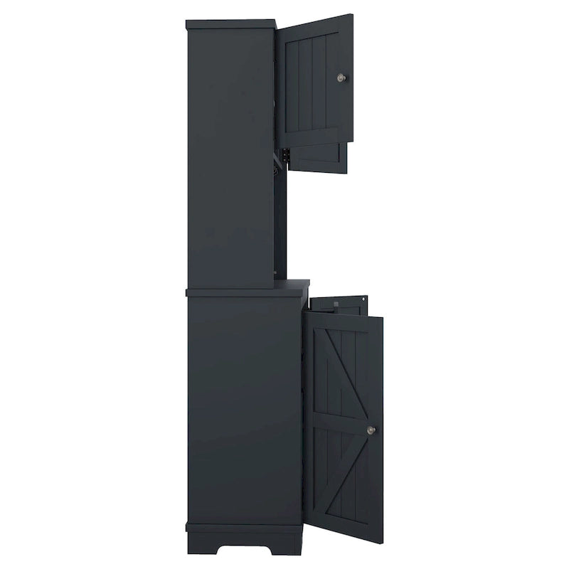 Mobile Cucina Bar con Contenitori — 120 cm L x 39,5 cm P x 187,5 cm H, 4 Ante, 2 Cassetti, Portabottiglie e Portabicchieri