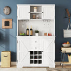 Mobile Cucina Bar con Contenitori — 120 cm L x 39,5 cm P x 187,5 cm H, 4 Ante, 2 Cassetti, Portabottiglie e Portabicchieri