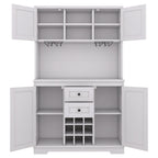 Mobile Cucina Bar con Contenitori — 120 cm L x 39,5 cm P x 187,5 cm H, 4 Ante, 2 Cassetti, Portabottiglie e Portabicchieri