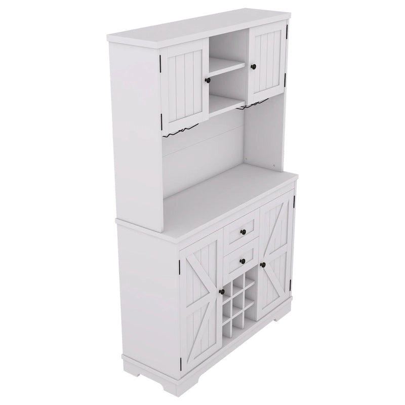 Mobile Cucina Bar con Contenitori — 120 cm L x 39,5 cm P x 187,5 cm H, 4 Ante, 2 Cassetti, Portabottiglie e Portabicchieri