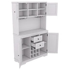 Mobile Cucina Bar con Contenitori — 120 cm L x 39,5 cm P x 187,5 cm H, 4 Ante, 2 Cassetti, Portabottiglie e Portabicchieri