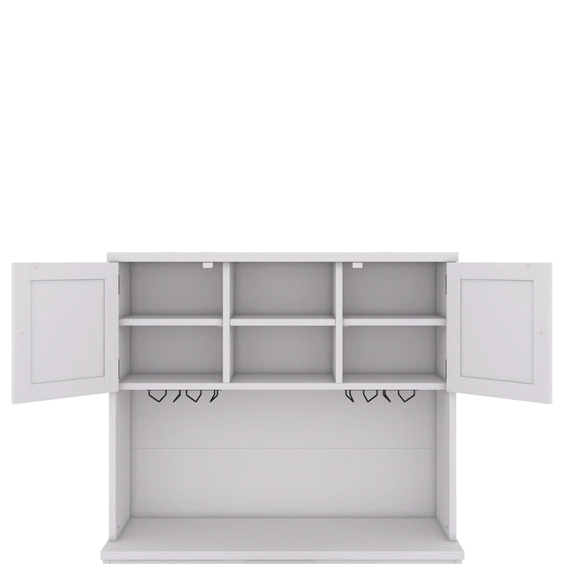 Mobile Cucina Bar con Contenitori — 120 cm L x 39,5 cm P x 187,5 cm H, 4 Ante, 2 Cassetti, Portabottiglie e Portabicchieri