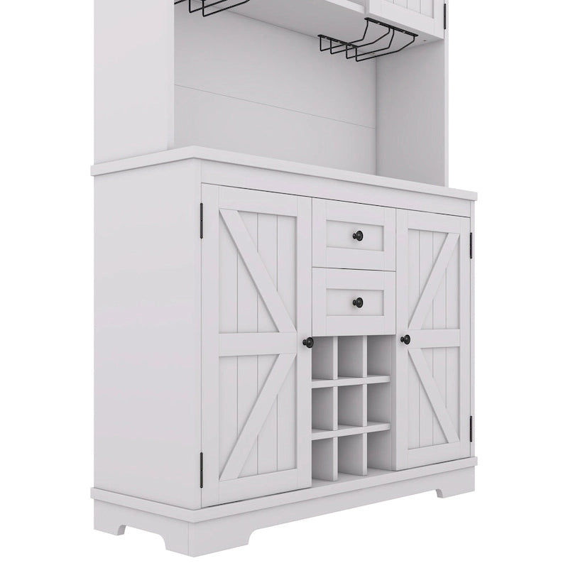 Mobile Cucina Bar con Contenitori — 120 cm L x 39,5 cm P x 187,5 cm H, 4 Ante, 2 Cassetti, Portabottiglie e Portabicchieri