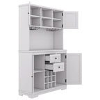 Mobile Cucina Bar con Contenitori — 120 cm L x 39,5 cm P x 187,5 cm H, 4 Ante, 2 Cassetti, Portabottiglie e Portabicchieri